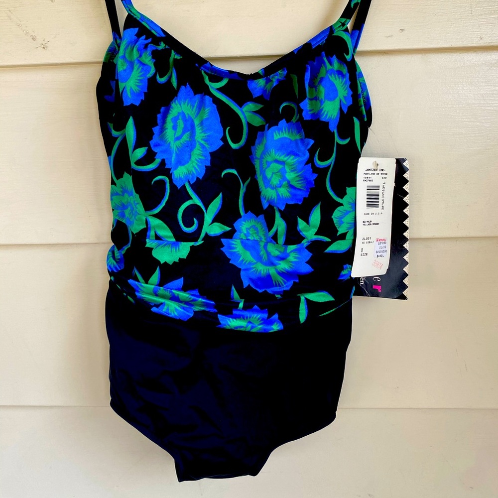 Vintage 80s Jantzen floral bathing suit size 8
